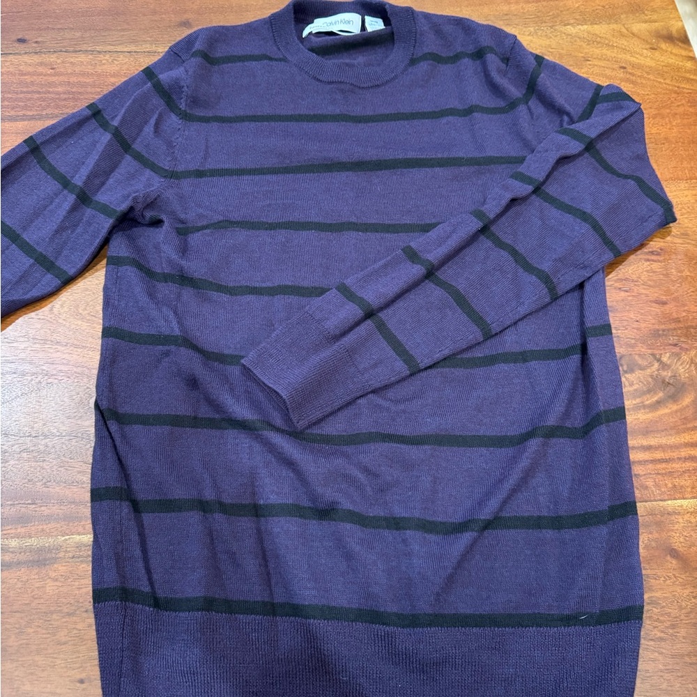 Calvin Klein Men's Crewneck Sweater in Purple and Black